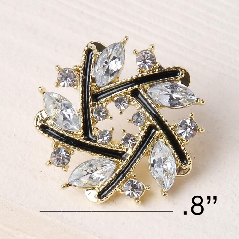Any 2/$20! Gold & Black w/Crystals Wreath Style Stud Earrings - Picture 6 of 8